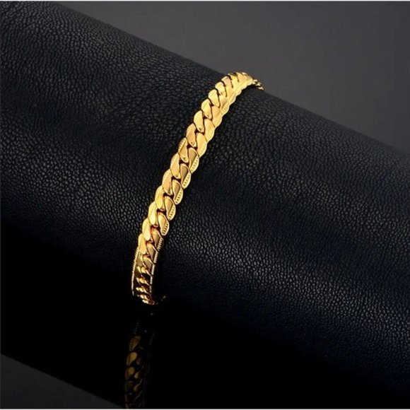 8" Womens 18K Gold Chain Link Bracelet 8 inch 18 Karat Silver Stamped Jewelry - Picture 9 of 9